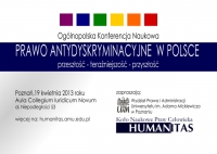 Konferencja Naukowa: Prawo antydyskryminacyjne w Polsce – przeszłość, teraźniejszość przyszłość