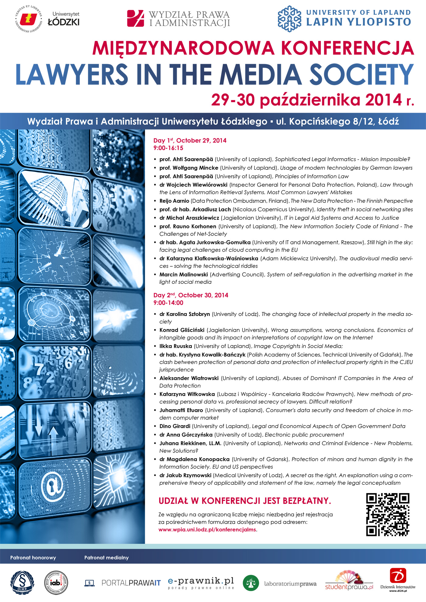2014 10 29-30 konferencja lawyers in the media society plakat